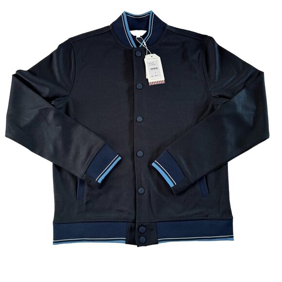 Ben Sherman Jacket Mens Navy Blazer Baseball Bomber Retro Stripe Accent Size S - Picture 1 of 13